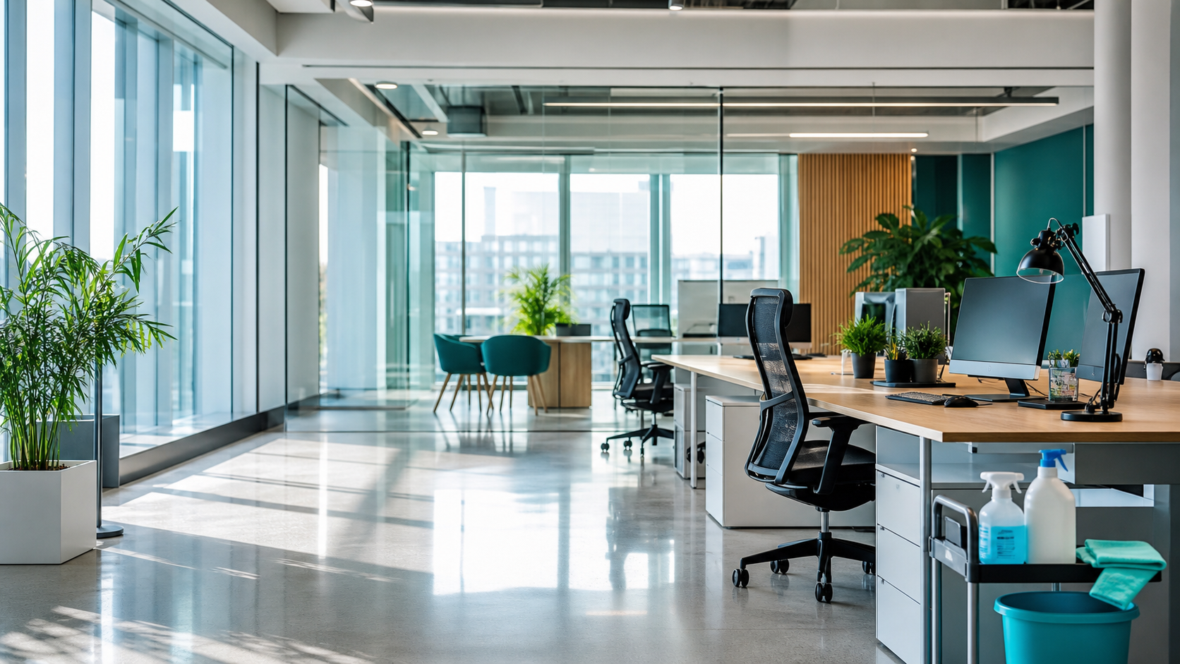 Gepflegtes Berliner Büro nach einer professionellen Reinigung
