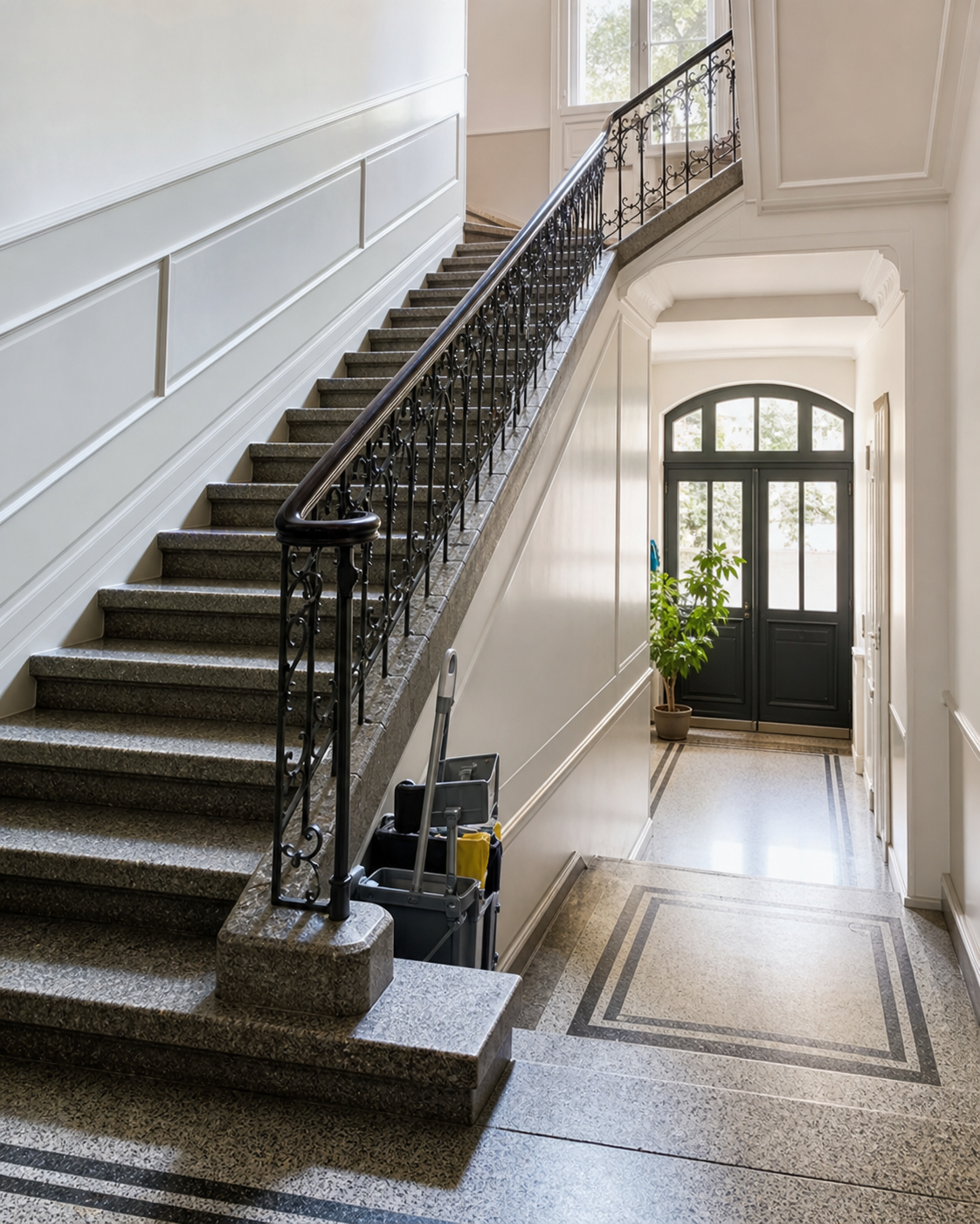 Gepflegtes Treppenhaus in Berlin nach der Reinigung